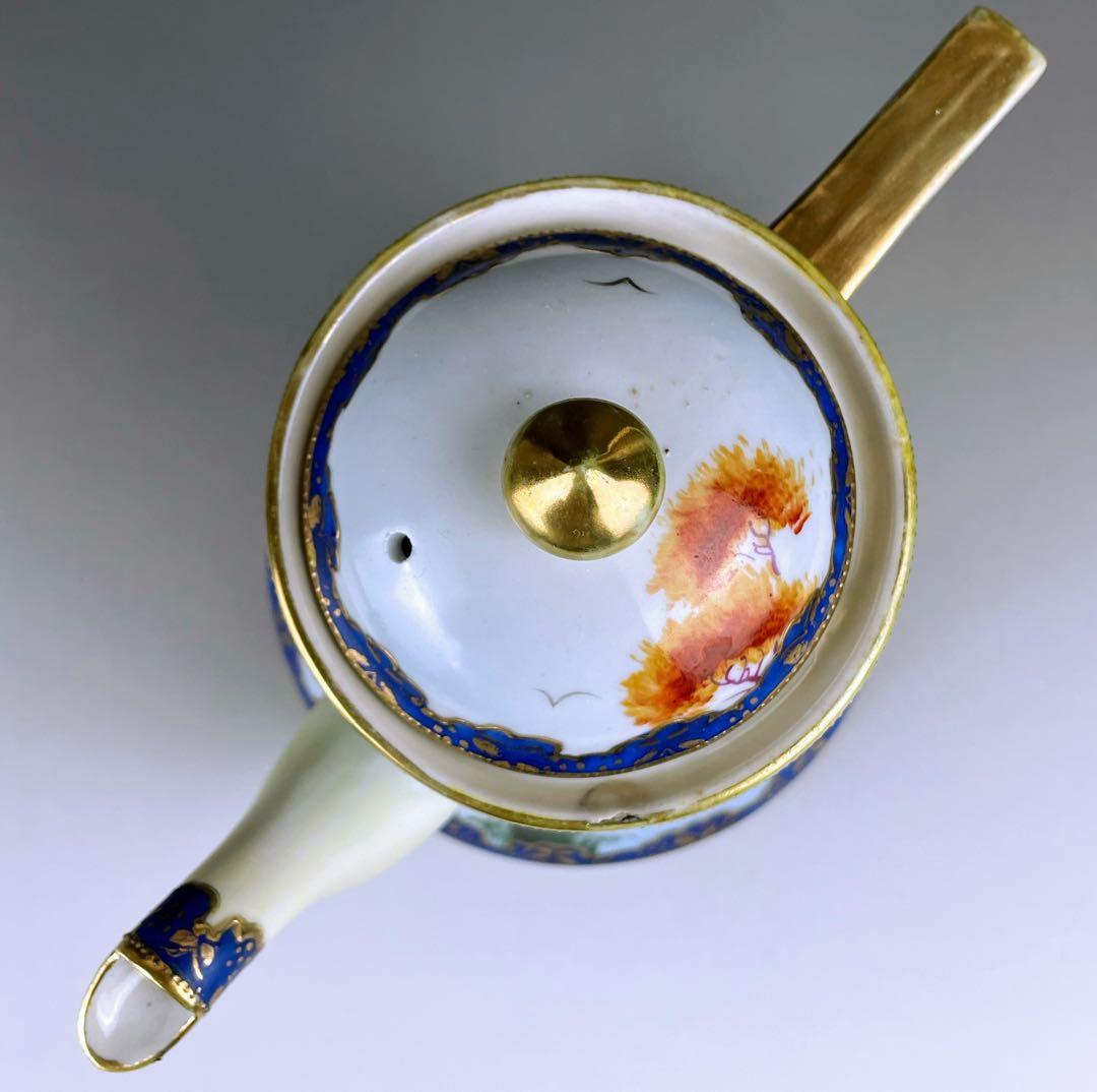 オールドニッポン カモメ 風景図 ティーポット アールヌーボー 金盛り