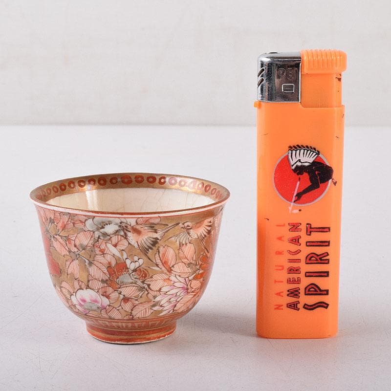 九谷焼　古九谷　赤絵金彩　花鳥文　煎茶碗　五客　D　R8651