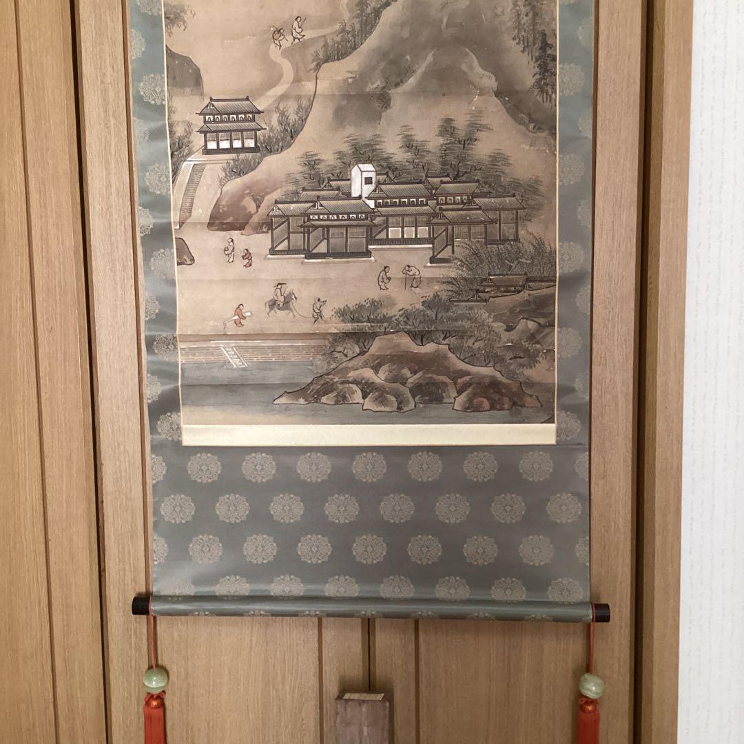 古画狩野派　紙本　楼閣山水図　59.5.5日 認定番号5014 合箱