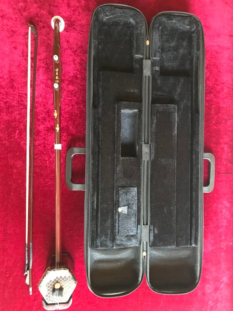 格安・二胡★紫檀精品★錦蛇皮★古月琴坊・万其興製作★十年保証★二胡必需品揃い