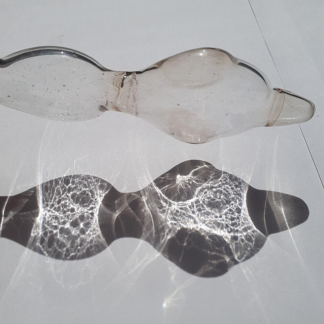 ゴム風船型R　アンティーク硝子　吹きガラス　レトロ雑貨　とろとろガラス