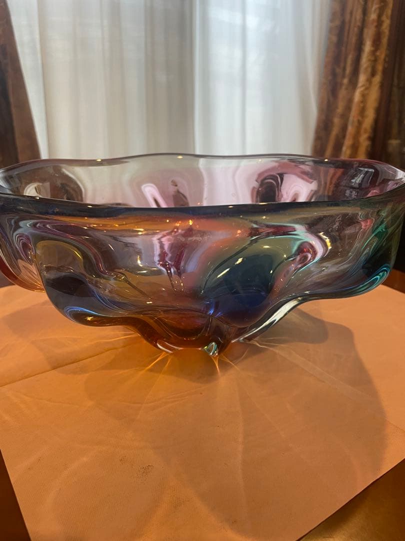 多色波状デザインガラスボウル