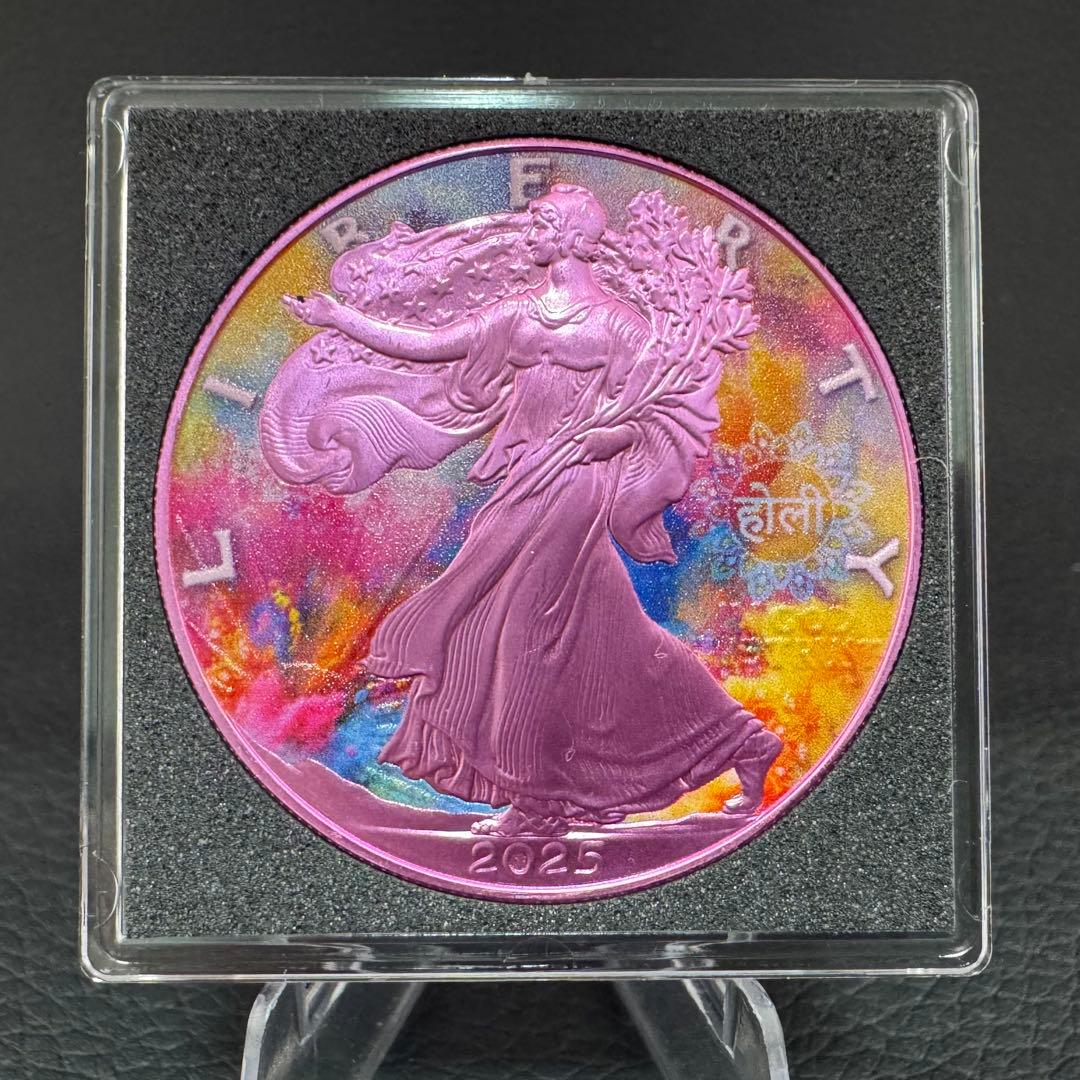 世界500枚 イーグル 銀貨 両面カラー ホーリー祭(豊作&世界平和)