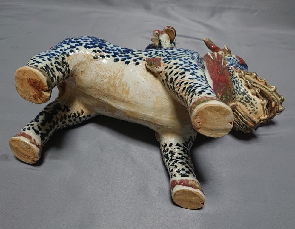 コレクター収集品　清時代　青花釉里紅麒麟送子