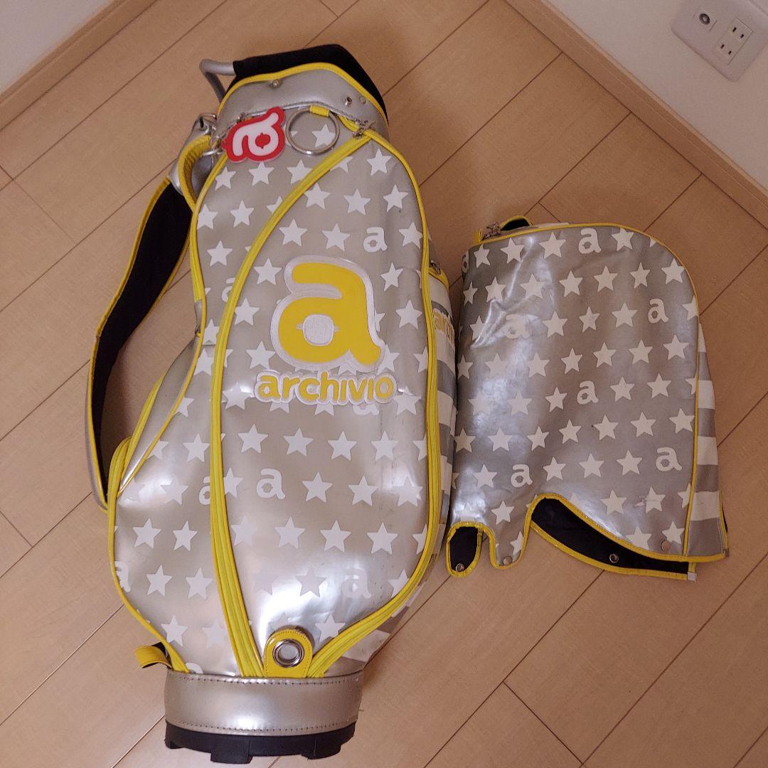 ARCHIVIO アルチビオ キャディバック シルバー/イエロー★ヘッドカバー付