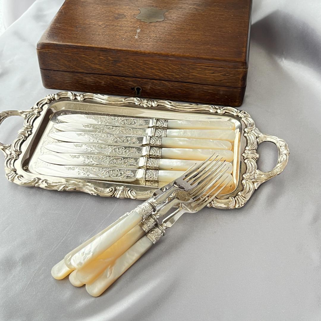 【Lee & Wigfull 】【白蝶貝 / 純銀継手】デザートセット