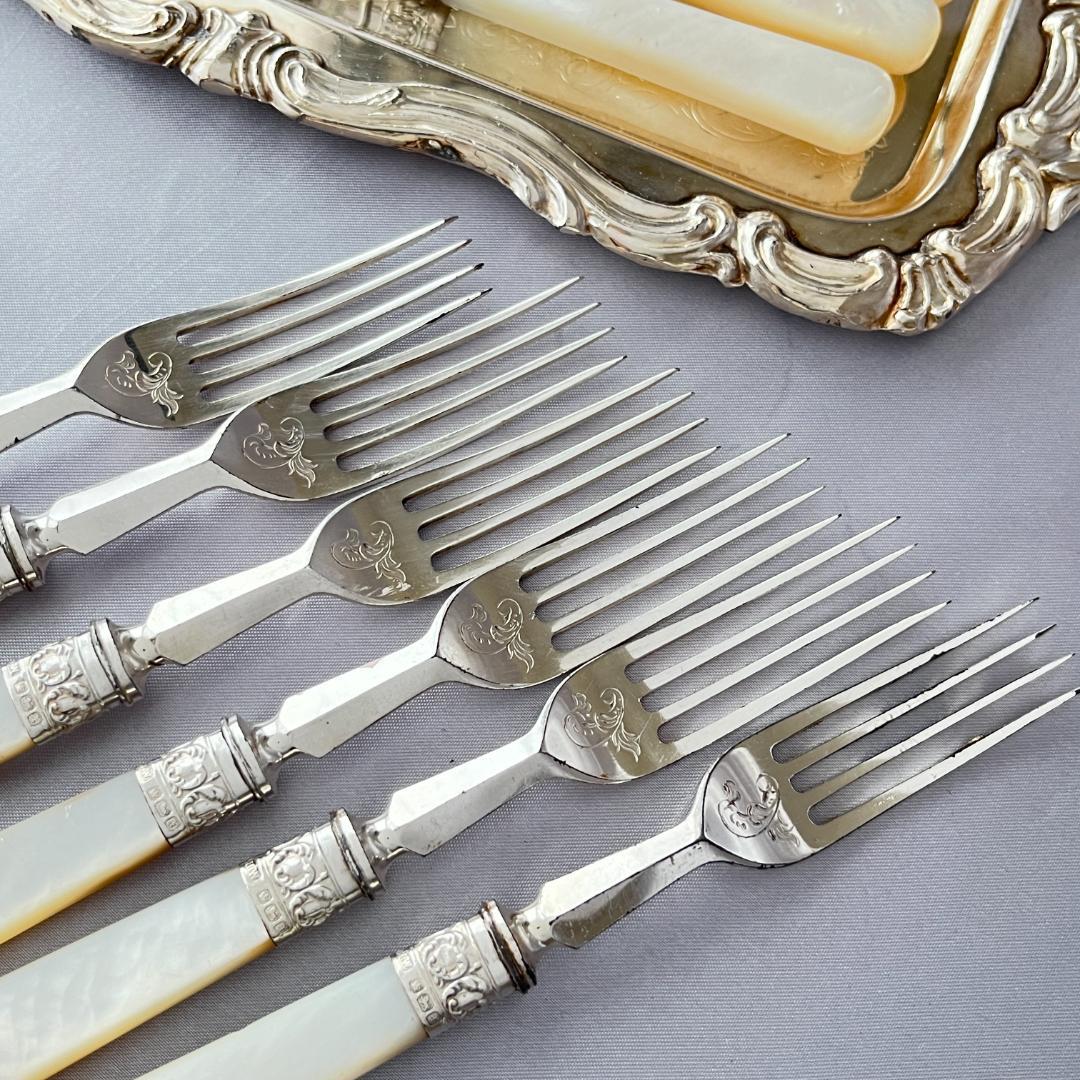 【Lee & Wigfull 】【白蝶貝 / 純銀継手】デザートセット