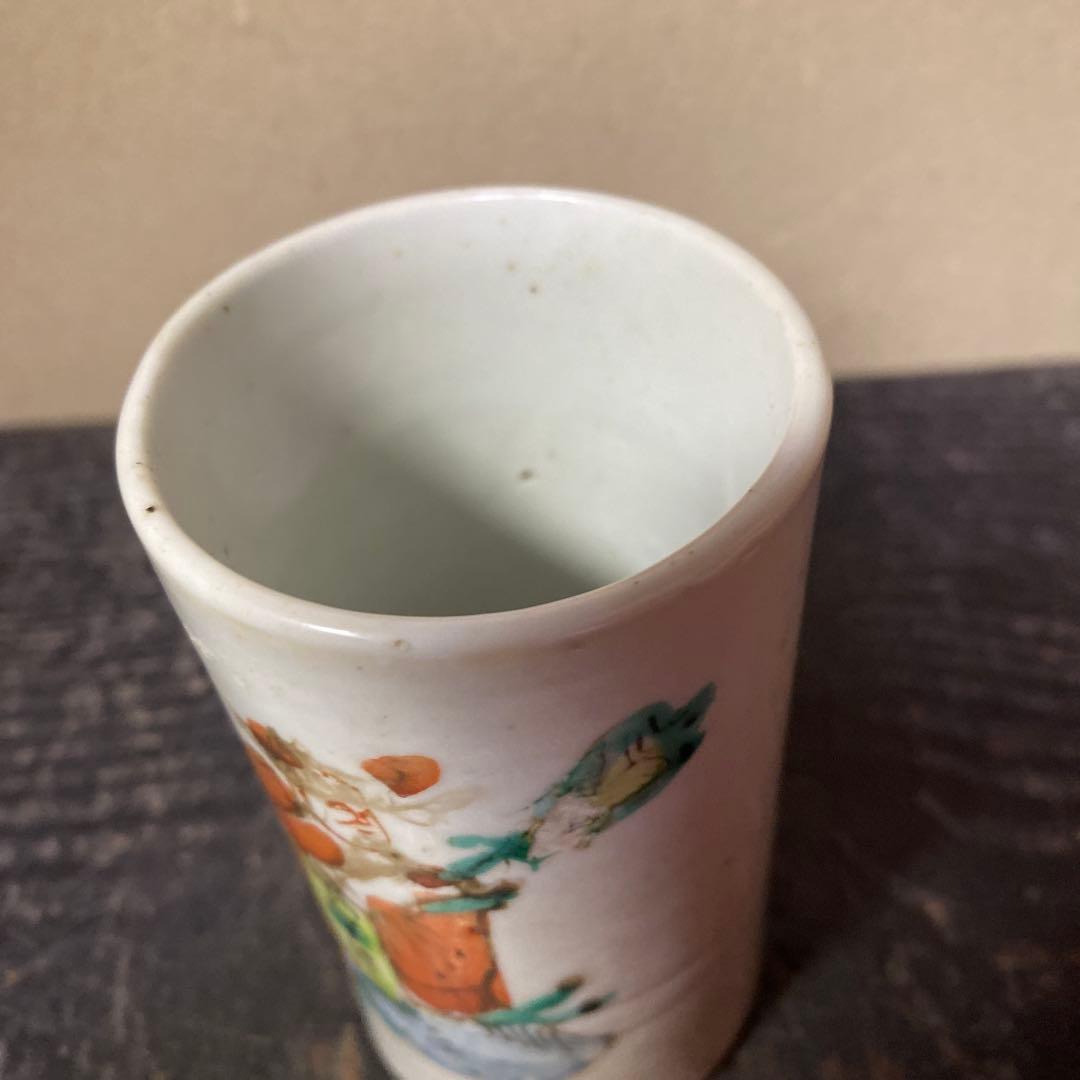 中国古玩　粉彩人物文湯呑