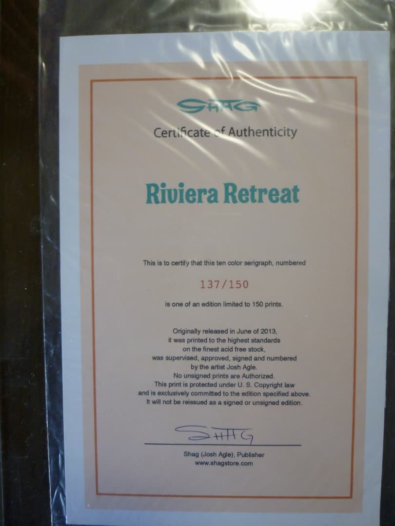 Shag シャグ シルクスクリーン　Riviera Retreat　サイン入り