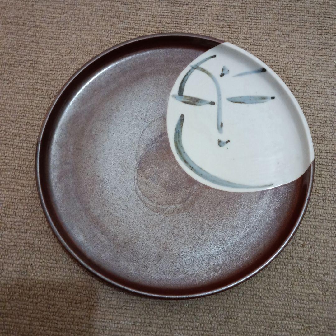 佐藤勝彦 陶器 絵皿 手描き皿 4枚セット 仏様 お地蔵様 顔 サイン 希少