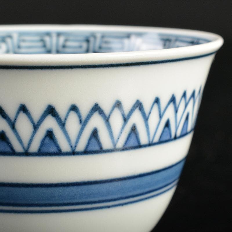 京焼　清水焼　平安　瑞泉造　青華　煎茶碗　五客　星悠丈書付箱　V　R7293