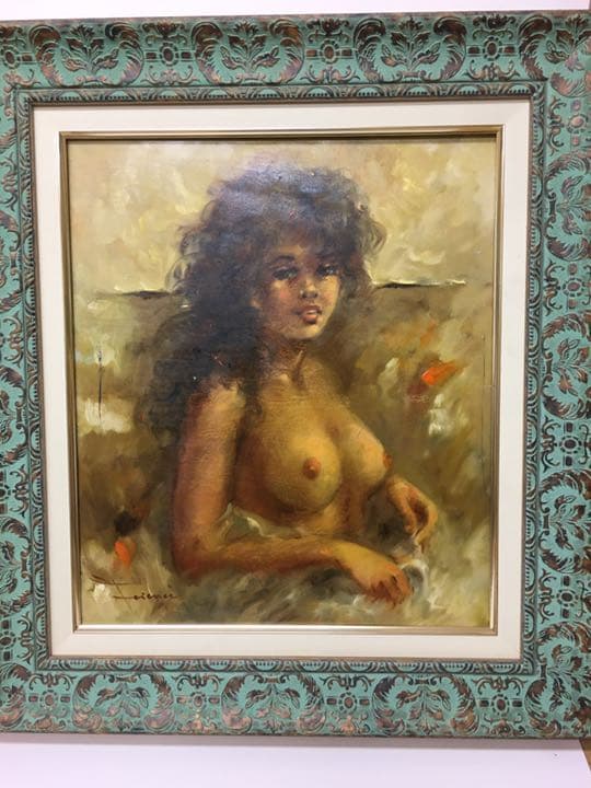 油絵肉筆画手描きイタリアの画家フエレンス　画題裸婦油絵