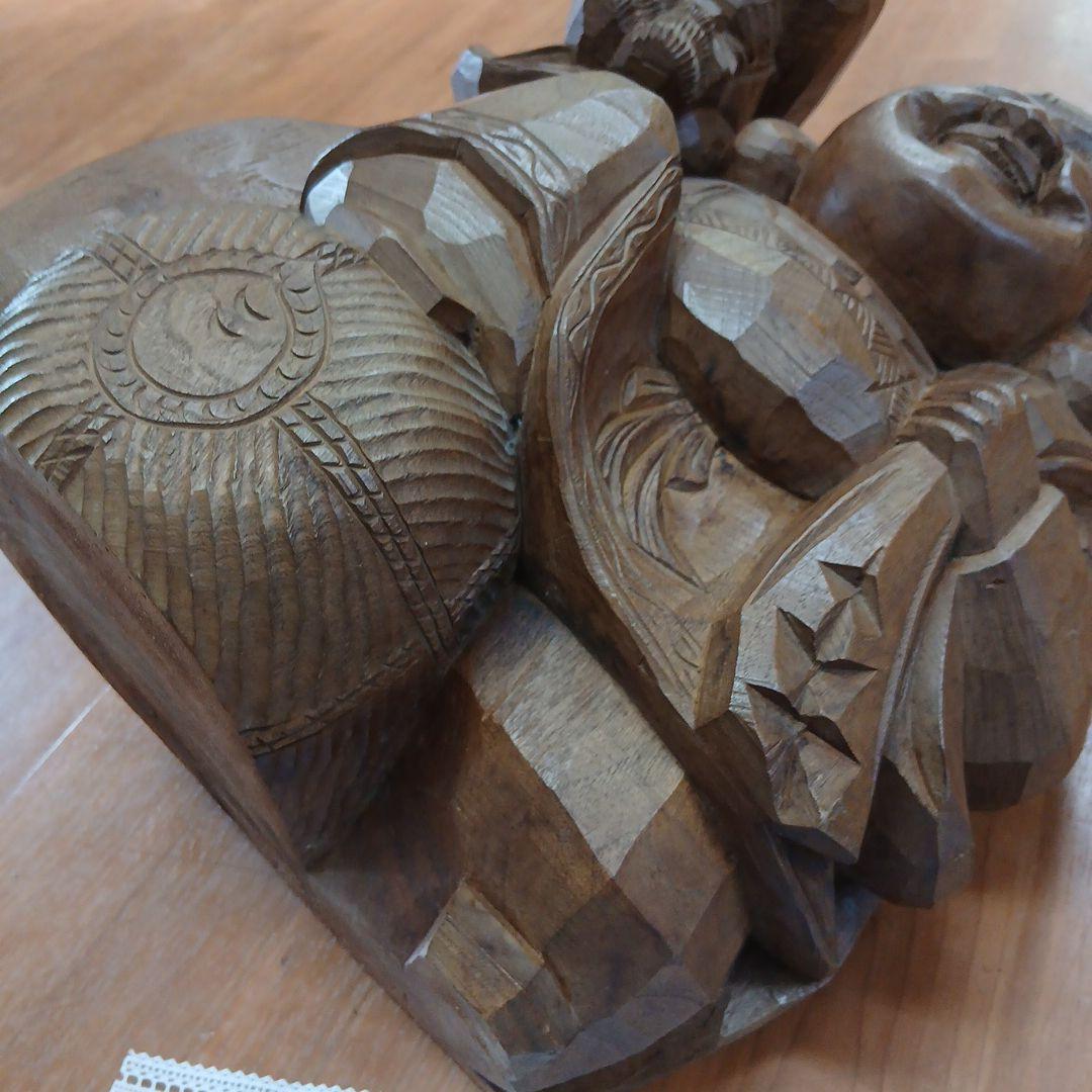 希少大型天然木　恵比寿大黒天　 福の神 彫刻縁起物