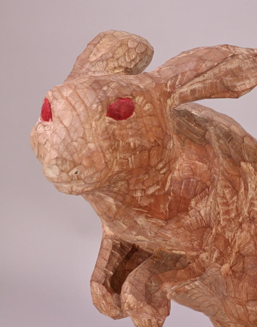 BK202　本物保証　辻志郎作 木彫り 卯　兎 高さ約41cm 置物 オブジェ