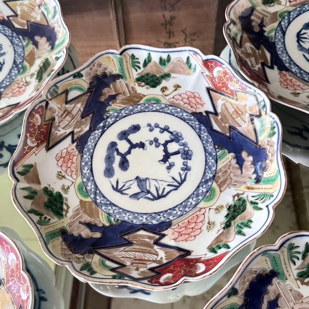 K様へ感謝お嫁入り‼️降誕祭‼️GOLD伊万里錦手帆かけ舟❌山水❌米俵八寸皿6客