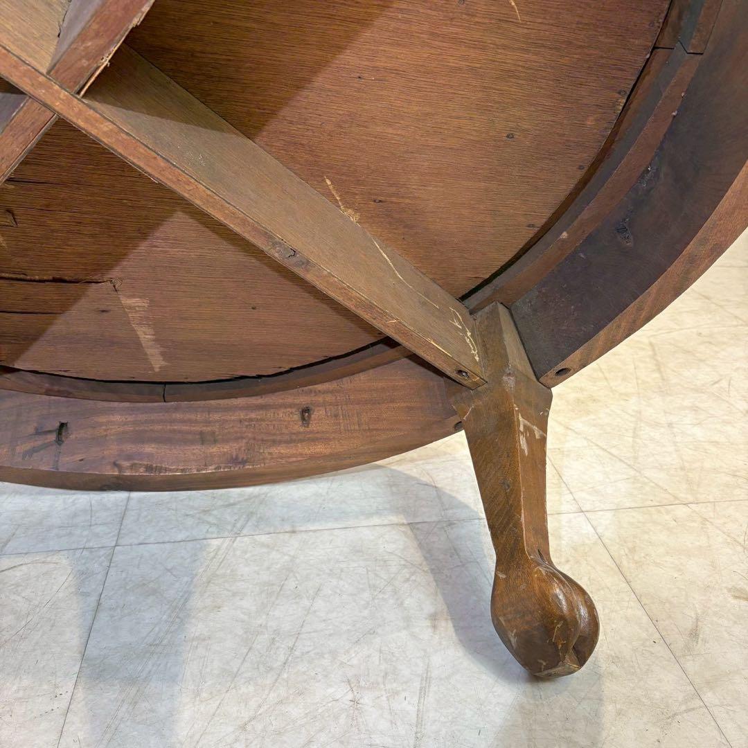 アンティーク彫刻家具 座卓 ちゃぶ台 猫脚 骨董　中国　ローテーブル