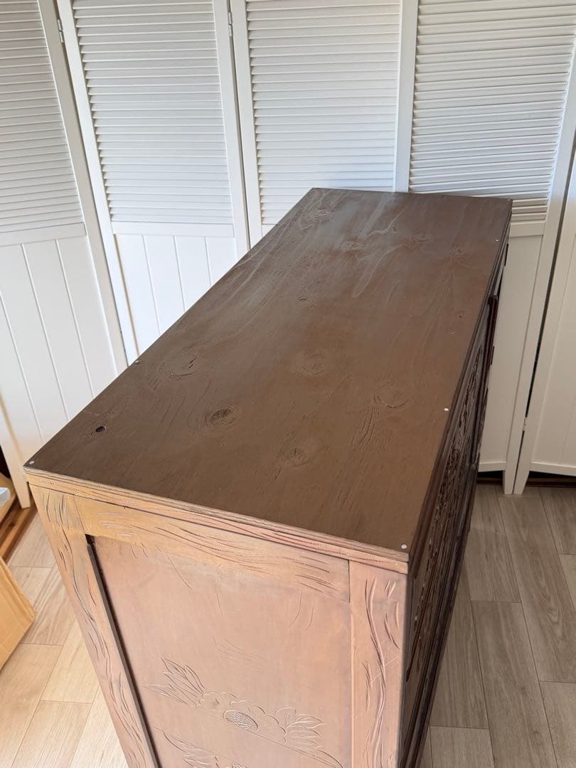 伝統工芸品 軽井沢彫 サイドボード アンティーク リメイク