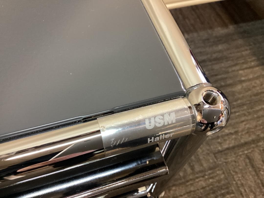 鍵付き　USMハラー　ロールボーイ　２段　デスクワゴン　アントラサイト　E　★