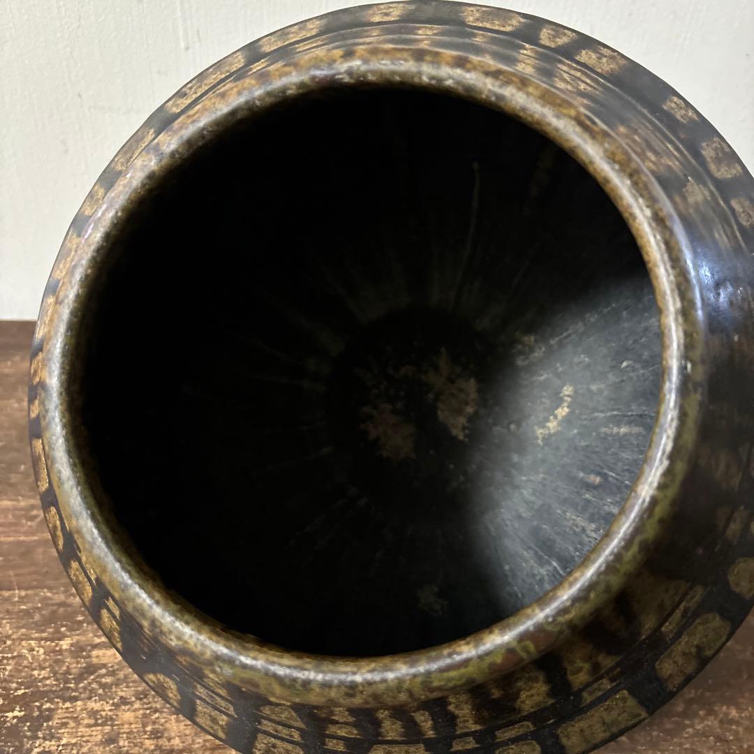 黒高麗壷　信楽　伊賀焼　古道具　古備前　李朝　骨董　花入　花器　古美術　古美術