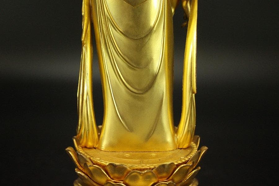 仏教美術 鍍金 観音菩薩像 明琳 在銘(ZE550)