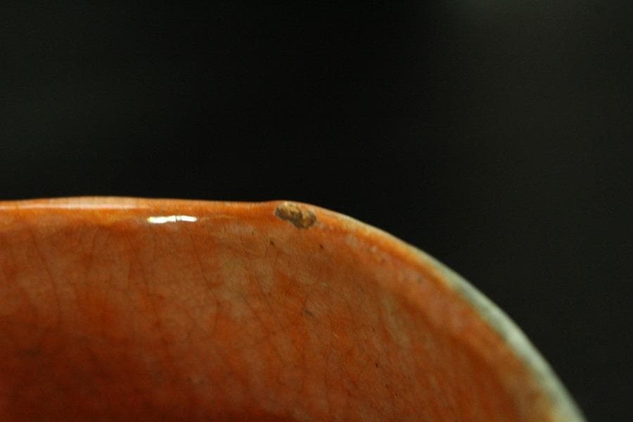 茶道具 小川長楽 作 赤楽 しめ縄 茶碗 在印 保証(K-A410)