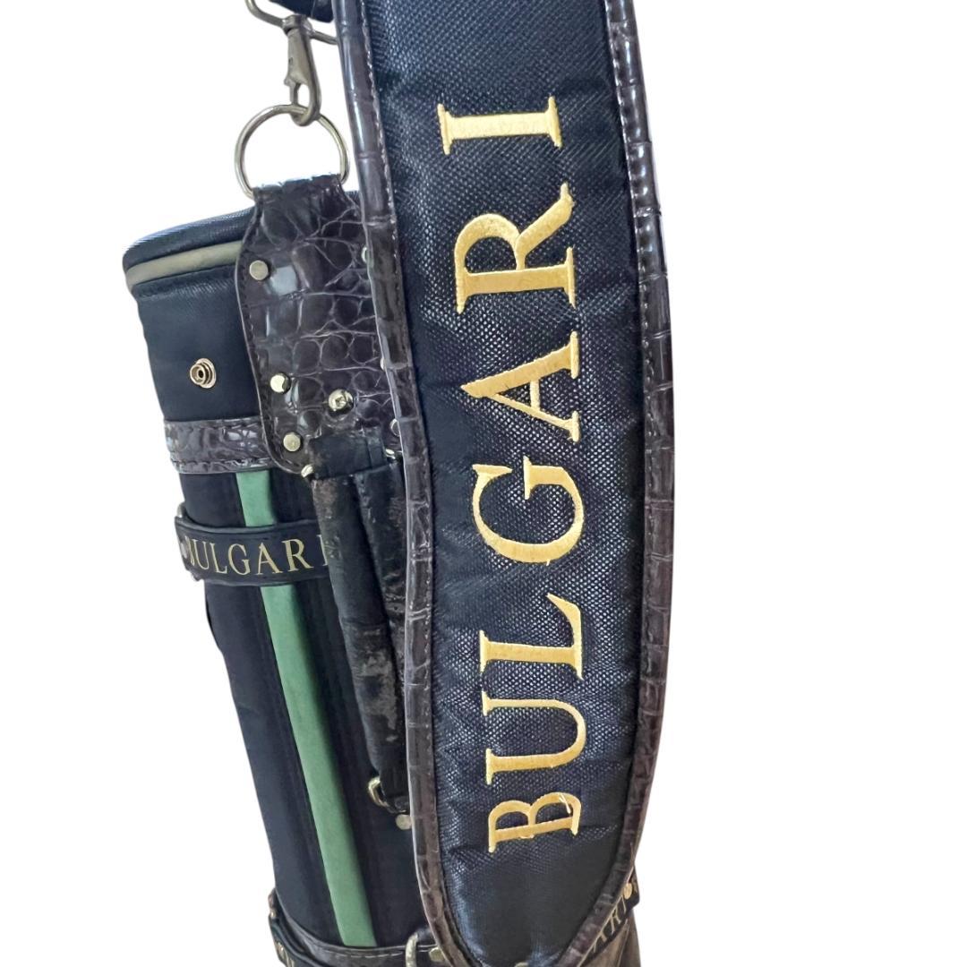 ブルガリ ゴルフバッグ クロコ ブラック キャンバス レザー ゴールド