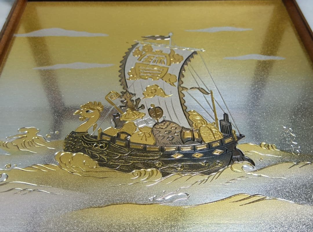 武比古作　純銀　恵比寿天　大黒天　宝船　置物　インテリア　縁起物　刻印有り