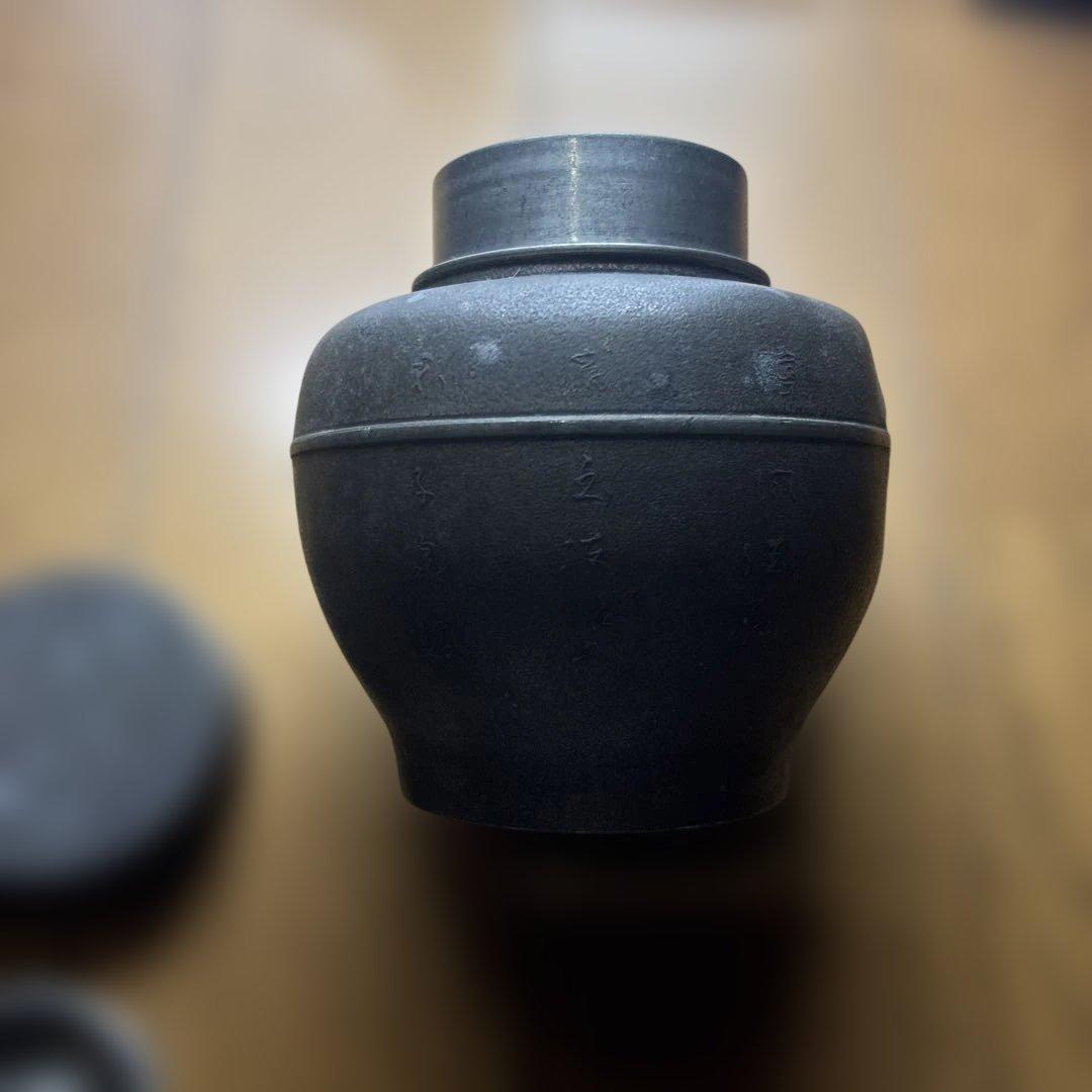 中国美術 煎茶 唐物 古錫 茶入 萬壽堂造　時代物 古美術