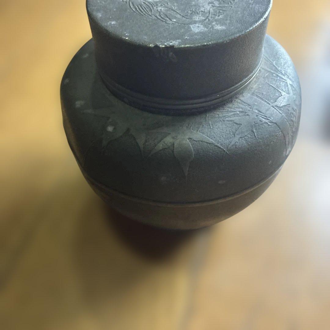 中国美術 煎茶 唐物 古錫 茶入 萬壽堂造　時代物 古美術