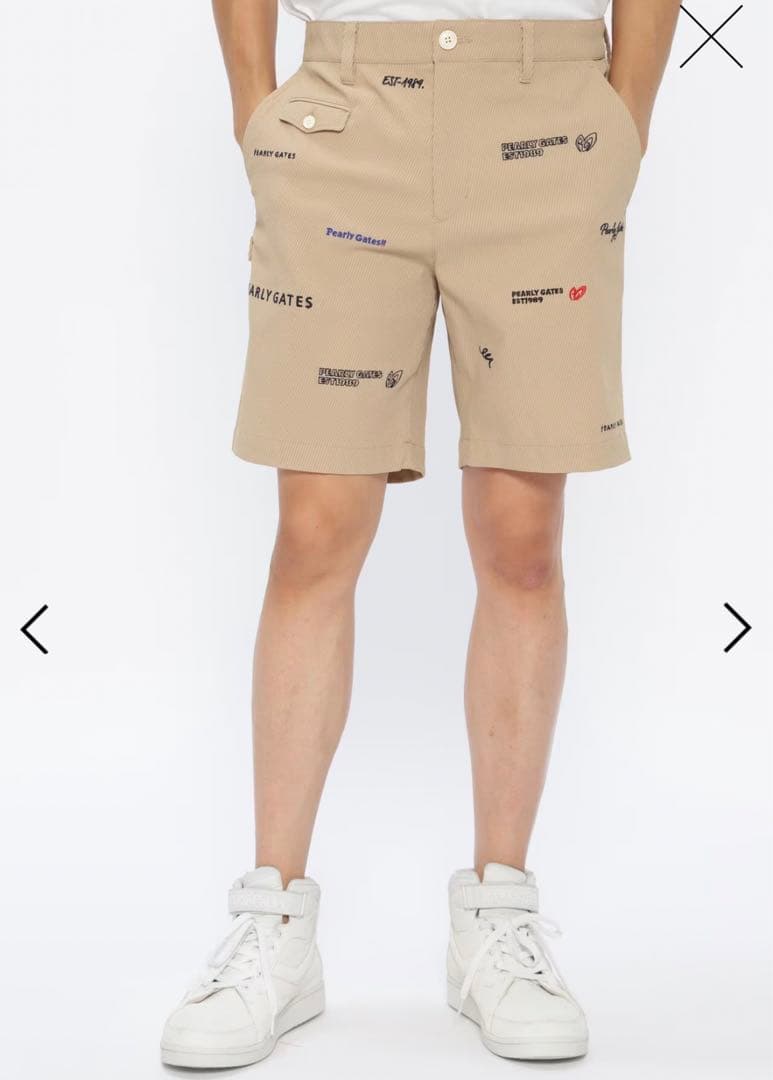 人気完売品パーリーゲイツパロディロゴ柄のカルゼジャガードショートパンツサイズ7