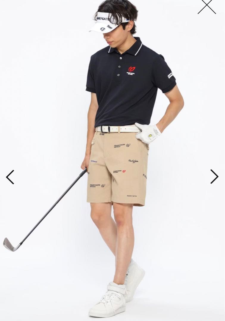 人気完売品パーリーゲイツパロディロゴ柄のカルゼジャガードショートパンツサイズ7