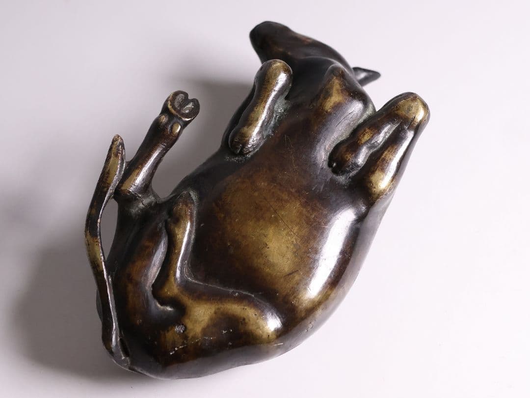 古銅 牛 置物 658g 金工 銅製 時代【MA831】