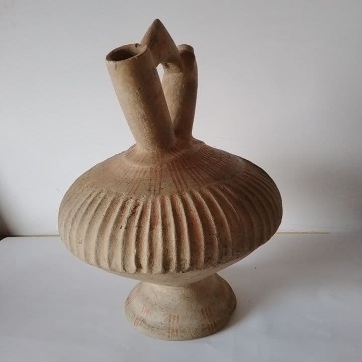 彩色陶器　テラコッタ 二口水差し　アンティーク