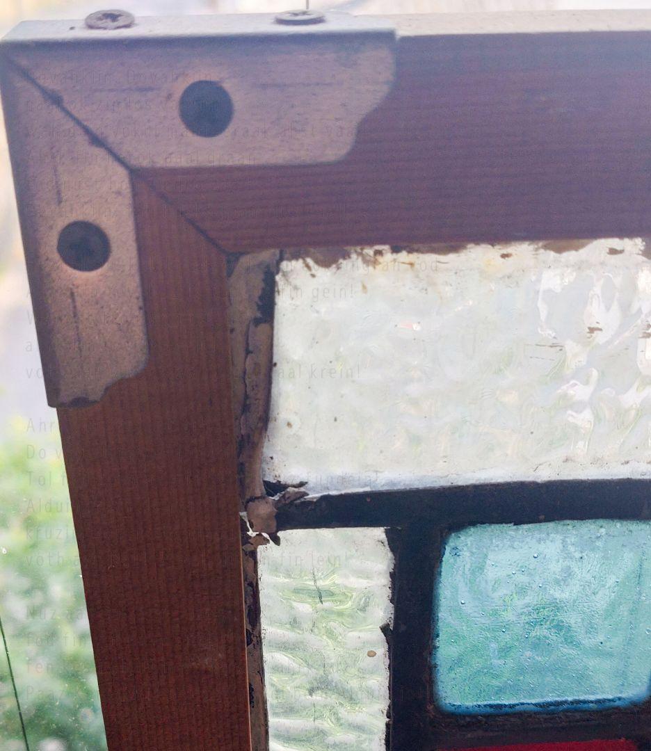 英国アンティーク／100年以上前のステンドグラス　窓枠　ドア