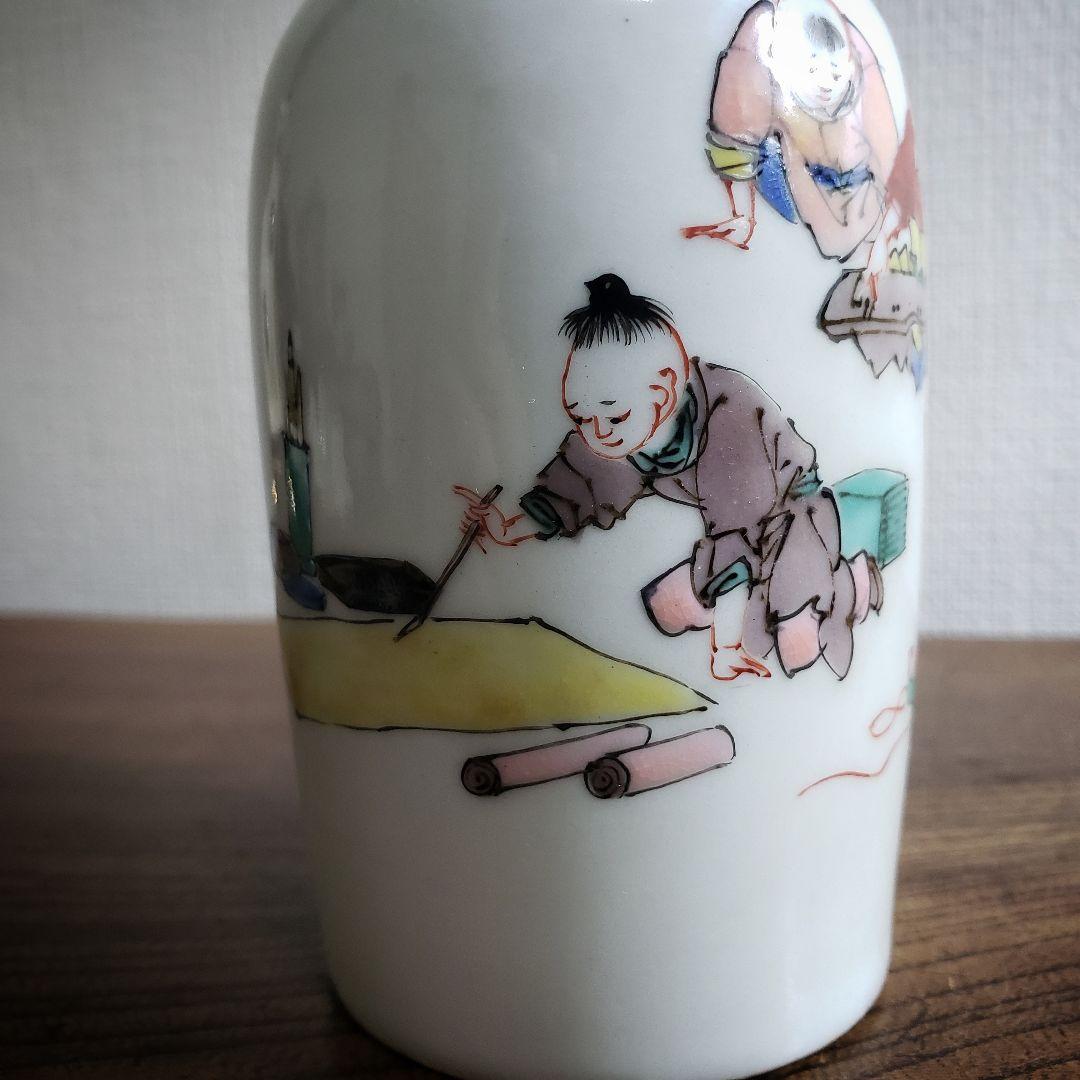 徳利　中国骨董　童　色絵　酒器　花器　一輪挿し　フラワーベース