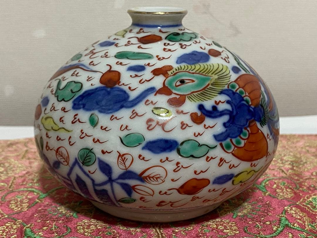 ♦️中国陶磁器 大明萬暦年製銘 染付赤絵 小壺？萬暦赤絵 古美術品 骨董品