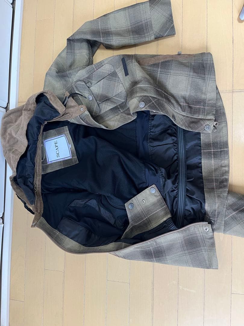 カーキ系チェック フード付き SCAPE S/M 上下セット
