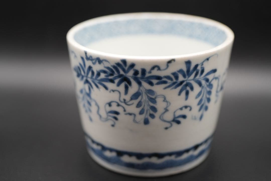 （青 4） 古伊万里 蕎麦猪口 そば猪口 下がり藤 染付 染付け 江戸後期