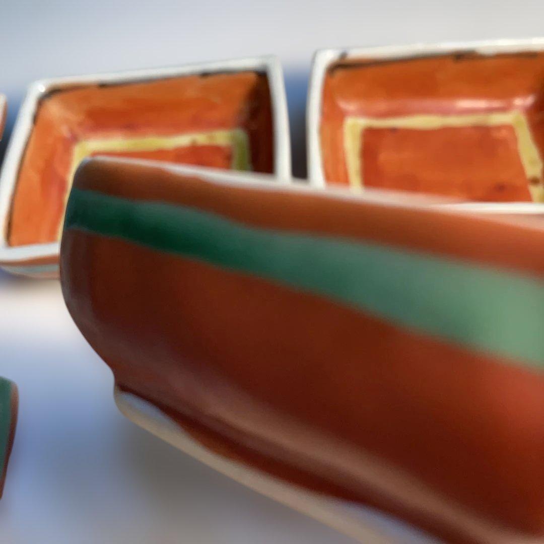 九谷焼　窯元　須田青華　赤絵　小鉢5客揃い　（85）