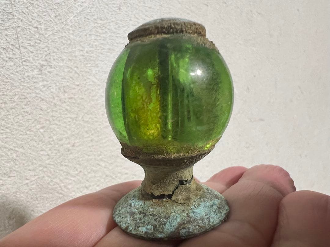 中国 仏像 残欠 宝冠 宝珠 緑ガラス 仏教美術 発掘 出土 骨董 古美術