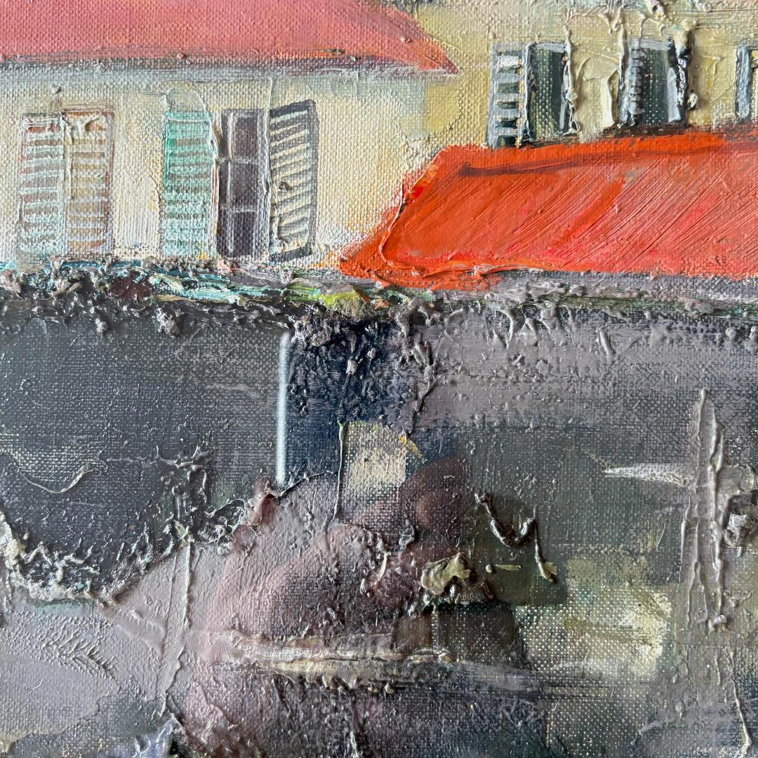 油絵　堀田髙　「裏窓」　1970年制作　６号 堀田高