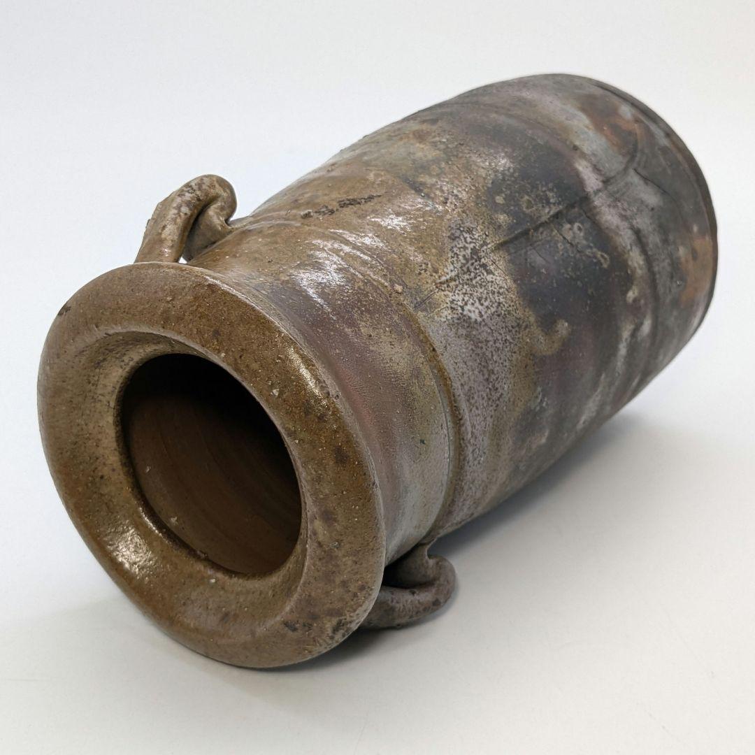 伝統工芸士 乗松俊行 備前焼 耳付矢筈口花入 花瓶 花器 フラワーベース 置物