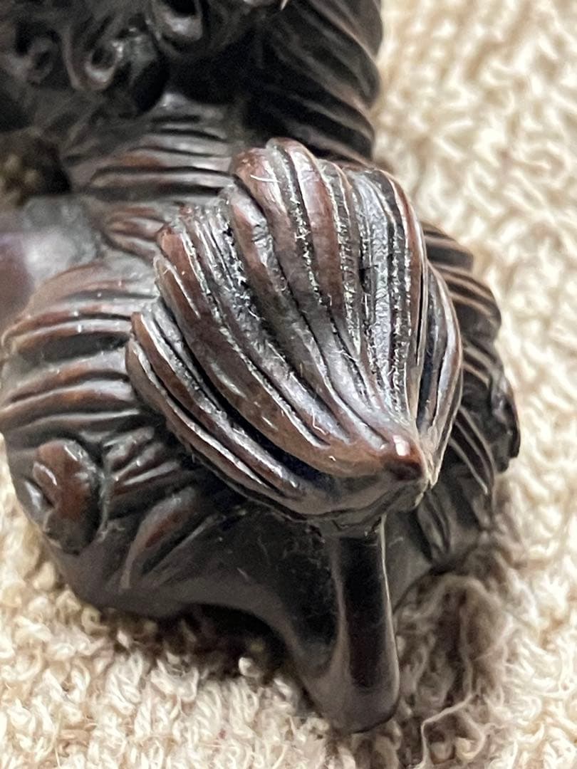 根付け　作者不明　刻印あり　獅子型　彫刻 約10cm