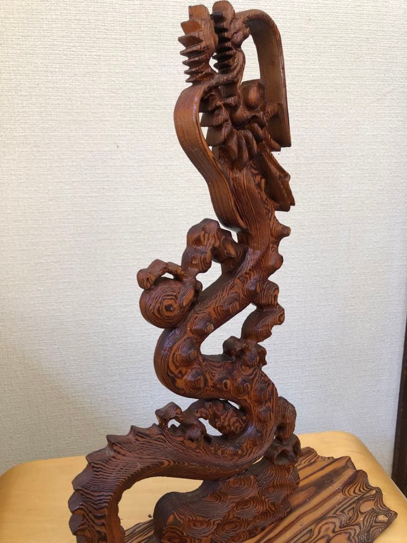 昇龍　置物　木製木彫り　彫刻　オブジェ　屋久杉？