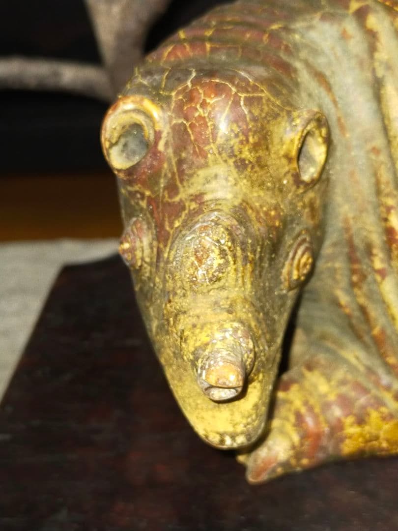 ♥値下げ！中国　石彫　彫刻作品　２．５ｋｇ　獣　達磨　石製　骨董　古玩