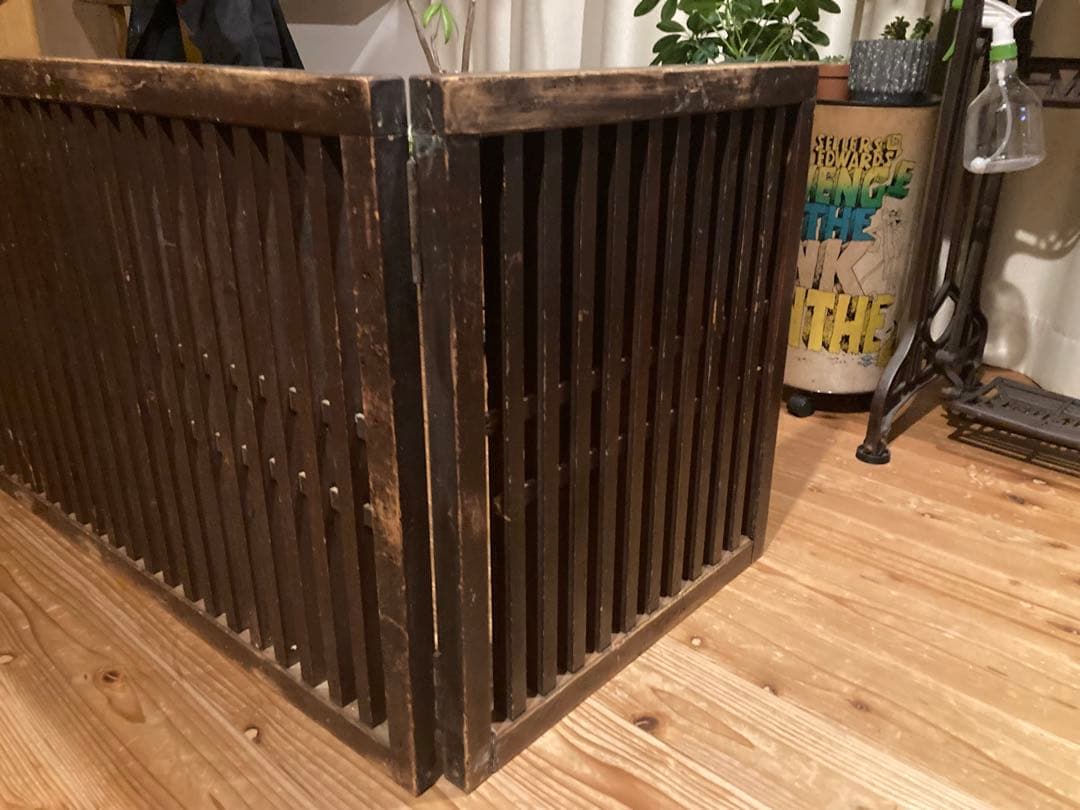 昭和レトロ　帳場格子２つ折り　ついたて　格子　 古道具　古民家