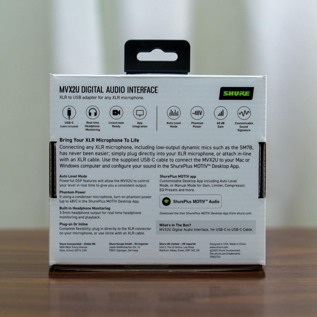 SHURE MVX2U デジタルオーディオインターフェース