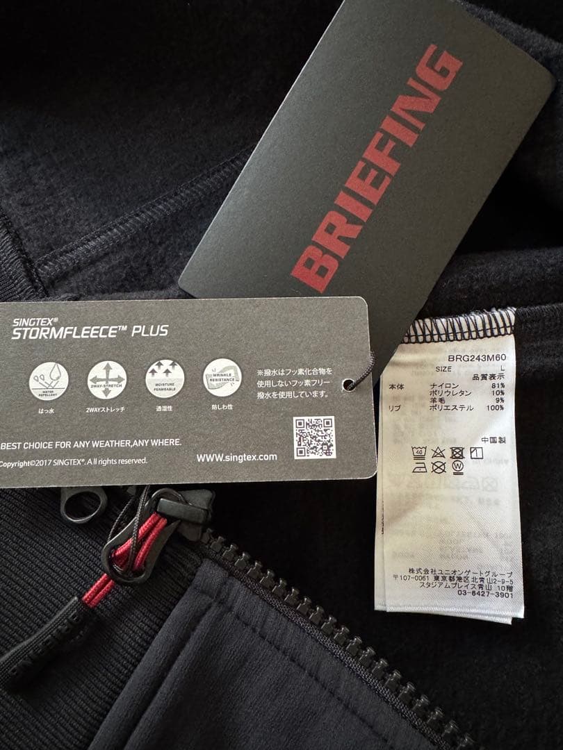 24AW ブリーフィングゴルフ　ストームフリースブルゾン黒L