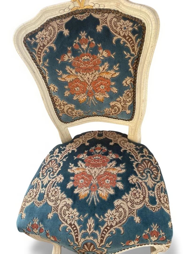 金華山織 猫脚 イタリア　ダイニングチェア ホワイト　 アンティーク　12c07