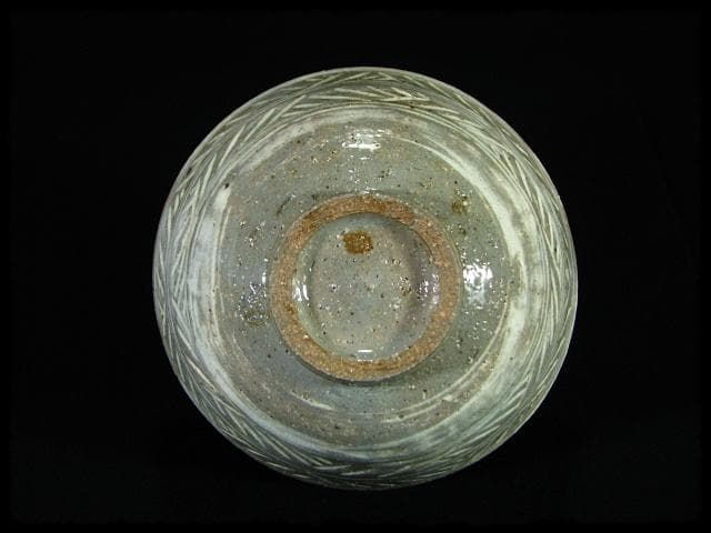 彫三島 茶碗 信楽 奥田 英山 茶道具  c571